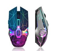 Générique Souris de Jeu USB sans Fil avec rétroéclairage LED 7 Couleurs, 6 Boutons, 2400 DPI, Souris Gaming, pour PC/Mac/WIN7/WIN8/VISTA/XP/2000