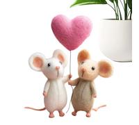 Générique Souris en Feutrine Ornements Saint-Valentin - Figurine Charmante Décoration Faite Main,Figurine Couple De Souris en Laine,pour Famille Amis Anniversaire Maison Bureau Fêtes