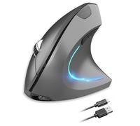Générique Souris Ergonomique, Souris Verticale Ergonomique Rechargeable 2.4G + BT Souris sans Fil Silencieuse Souris de Bureau pour Ordinateur Portable PC Ordinateur de Bureau (Gris)