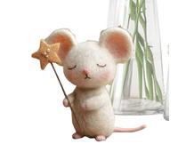 Générique Souris Feutrine, 8cm Souris étoilecinq Branches, Décoration Noël Faite Main, Mini Mouse Blanche Collectionner, Figurine Bureau Ou Décoration pour Fêtes