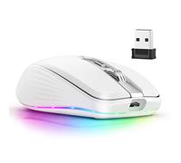 Générique Souris sans Fil Bluetooth Compatible 5.1 +2.4ghz Rechargeable Souris Double Mode 2400dpi Souris De Jeu Optique pour Pc Ordinateur Portable (Blanc)