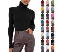 Générique sous Pull Col Roulé Femme À Manches Longues Chaud Pullover Tricoté LéGer Coupe Classique Chandails Sweatshirt Chic Et Elegant Automne Hiver Pas Cher
