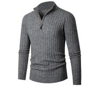 Générique sous Pull Homme Foot,Pull à Col Rond à Demi Fermeture éClair pour Hommes, Pull Tricoté Moyen Et Jeune, Coupe CintréE à Rayures Verticales, Tendance, Printemps Et Automne