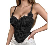 Générique sous-vêtement performant orné de Dentelle épaisse et de Sequins brodés, avec Un Soutien-Gorge à Baleines. (Black, 85)