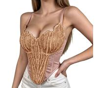 Générique sous-vêtement performant orné de Dentelle épaisse et de Sequins brodés, avec Un Soutien-Gorge à Baleines. (Beige, 80)