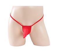 Générique sous Vetement - sous-vêtements pour Hommes String pour Hommes en Soie glacée Transparente Fine de Couleur Pure Nude sans Ensemble Sexy de sous-vêtements érotiques (Red One Size)