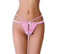 Générique sous-vêtements en Dentelle Fine, Culotte Transparente, séduisante, Massage de Perles, String Ouvert, Pantalon en T (One Size)