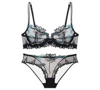 Générique sous VêTements Femme Ensemble,Ensemble De Soutien-Gorge en Dentelle Sexy Et DéSir, Ensemble De sous-VêTements -Fins, Petite Poitrine FrançAise (Black, 42/95C)