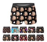 Générique sous-vêtements Homme Personnalisés Slip avec Visage Imprimé Cadeau Je t'aime pour Mari,Idée Cadeau Personnalisée pour Anniversaire, Saint-Valentin, Anniversaire de Mariage