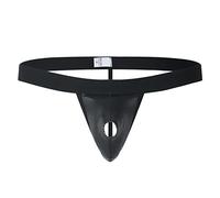 Générique sous Vêtements Homme Sexy - Boxers Homme Homme décontracté Solide Imitation Cuir T Dos sous-vêtement Pantalon Culotte Trou Taille Basse String (Black XL)