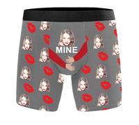 Générique sous-vêtements personnalisés pour Homme avec Impression de Visage - Cadeau Unique d'anniversaire et Souvenir Sentimental (Grey, XXXXXL)