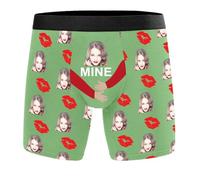 Générique sous-vêtements personnalisés pour Homme avec Impression de Visage - Cadeau Unique d'anniversaire et Souvenir Sentimental (Light Green, S)