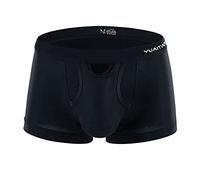 Générique sous-vêtements Respirants de Couleur Unie pour Hommes Boxer Sexy Doux et Extensible décontracté Taille Moyenne sous-vêtements (Noir,L)