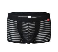 Générique sous-vêtements Taille Haute en Soie glacée pour Hommes Boxer rayé Extensible et Confortable Slip Transparent Sexy Culotte Grande Taille (Noir,XL)