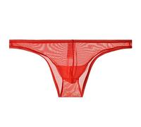 Générique sous-vêtements Transparents pour Hommes Slips à moitié Transparents Taille Basse U Convexe Bikinis (Rouge,3XL)