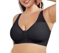 Générique Soutien-Gorge à Fermeture Frontale Gainant pour Seniors avec Deux rangées de pour Un Maintien Confortable Quotidien - Sanglé Coupe Ventre Haute pour Toutes Saisons (Black, XL)