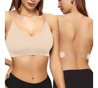 Générique Soutien Gorge Dos-Nu Invisible sans Armature Push Up Femme Deep V Brassière Dos Bas Transparent Invisible sous Vêtements sans Bretelles et Bretelles Transparentes Amovibles Confortable