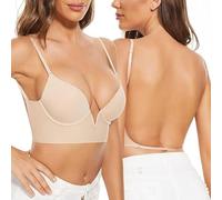 Générique Soutien Gorge Dos Nu - Rembourrage Léger sans Couture Soutien Gorge Dos Nu Invisible Décolleté Plongeant Brassière Soutien Gorge avec Armature Bretelles Réglables