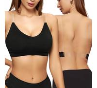 Générique Soutien Gorge Dos Nu - Rembourrage Léger sans Couture Soutien Gorge Dos Nu Invisible Push Up pour Femme Deep V sans Armature Brassiere Dos Bas Transparent