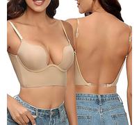 Générique Soutien Gorge Dos Nu - Rembourrage Léger sans Couture Soutiens Gorge Dos Nu Invisible Décolleté Plongeant Brassière Soutien Gorges avec Armature Bretelles Réglables