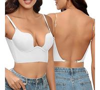 Générique Soutien Gorge Dos Nu - Rembourrage Léger sans Couture Soutiens Gorge Dos Nu Invisible Décolleté Plongeant Brassière Soutien Gorges avec Armature Bretelles Réglables Confortable