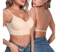 Générique Soutien Gorge Dos Nu - Rembourrage Léger sans Couture Soutiens Gorge Dos Nu Invisible Décolleté Plongeant Brassière Soutien Gorges avec Armature Bretelles Réglables Confortable