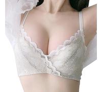 Générique Soutien-Gorge Femme Push-Up Rehaussement Décolleté Conception Dentelle Intégrale sans Armatures Côtés Hauts (White, XL)