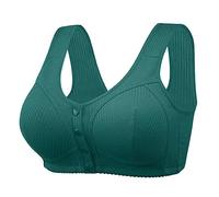 Générique Soutien Gorge Grande Taill - Femmes Confortable Nouveau Fil Tissu Coton Bouton Avant Moyen et vieillesse Grande Taille sans Anneau en Acier Soutien-Gorge (Green 42)