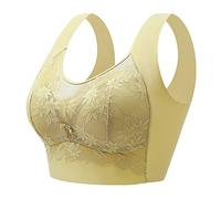 Générique Soutien Gorge Les Femmes Ont rassemblé Un Beau Gilet de Poitrine enveloppé de Dentelle dans Le Dos sans Anneau en Acier Coupe Fixe pour collecter des Seins auxiliaires(Green,L)