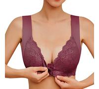 Générique Soutien-Gorge Ouvert Devant sans Armature, Brassière Sport Fermeture Devant Lace Bra Confortable Quotidien pour Yoga Sport Beige M-9XL