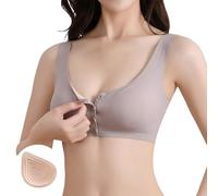 Générique Soutien-Gorge Post Mastectomie sans Couture à Boutons Avant, Ensemble 1 Brassier + Prothèse Mammaire Légère Gauche, Brassier sans Armature Respirant pour Femme Après Ablation Sein