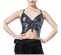 Générique Soutien Gorge Push up Soutien-Gorge Scintillant de Performance pour Femmes Haut de Danse Orientale et Tenue de Scène Festive (Black, One Size)