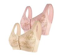 Générique Soutien Gorge Rembourré - 2 PC Femmes Confortable Grande Taille Avant Ouvert Bouton Moyen et vieillesse rassemblant Pas d'anneau en Acier Confortable et (46)