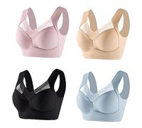 Générique Soutien Gorge sans Armature Épaules Étroites 4 pièces - Brassiere Femme sans Armature en Microfibre, Top Brassière Femme, Lingerie Femme Élastiqué sans Coutures