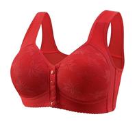 Générique Soutien Gorge sans Armature Push Up - Women's Front Buckle Underwear Soft Without Steel Ring Wide Shoulder Strap Vest Oversized Women's Bra (Red 38)