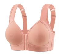 Générique Soutien Gorge sans Complexe Soutien-Gorge sans Armatures de Couleur Unie pour Femme avec épaules Larges et Boutons au Centre du Devant(Red,40)