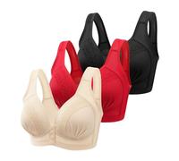Générique Soutien-Gorge Sport Confortable sans Armature sans Couture avec Coussinets Amovibles pour Sports Yoga, Femme, Noir, Rouge, 3XL