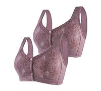 Générique Soutiens-Gorge De Sport Femme - 2 PC Femmes Confortable Grande Taille Avant Ouvert Bouton Moyen et vieillesse rassemblant Pas d'anneau en Acier Confortable et (Purple 42)