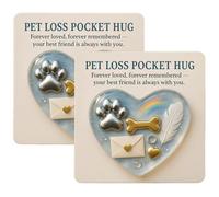 Générique Souvenir animalier perdu - Mini-patte bleue en forme de cœur avec carte, petit souvenir en forme de cœur, cadeau de deuil pour les amoureux des chiens et des chats (2PCs)