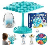 Générique Space Balance Tree Game - ABS Family Party Balancing Toy with 50 Astronaut Figures Dice Balance Frame for Kids Adults Coordination Skills - Interactive Tabletop Challenge - Educational Fun