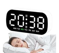 Générique Space Saver Alarm Clock - Compact LED Clock | Bedside Clocks with Ambient Sensor Backlight, Wireless Clocks for Bedroom, Home Digital Alarm, Portable Timepiece for Living Room Display