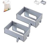 Générique Space-Saving Foldable Trash Bag Holder, Hanging Waste Garbage Can Rack Magnetic Closure Waste Bag Hanger Racks with Fixing Snap for Kitchen Cabinets Doors (2 Pcs Mix,Adhesive Mount)