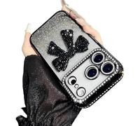 Générique Sparkling Diamond Women's Phone Case with Cute Bow for iPhone 11-17 Series - Luxury 3D Crystal Diamond Rhinestone, Electroplated Protective Mirror Design (for iPhone 13 Pro,Black)