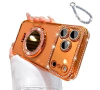 Générique Sparkling Diamond Women's Phone Case with Mirror and Stand,Sparkling Rhinestone Phones Case for iPhone 11/12/13/14/15/16/17 Series,Folding Magnetic Kickstand Diamond Cases