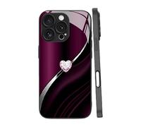 Générique Sparkling Heart Hard Case for iPhone 17/16/15/14/13/12 Plus Pro Max, Curve Double Heart Hard Phone Case, Full-Coverage Protection Shockproof Drop Tempered Glass (13 Pro,Purple)