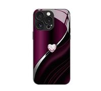 Générique Sparkling Heart Hard Case for iPhone Shockproof Fully Enclosed Tempered Glass Curve Double Heart Hard Case for iPhone 17/16/15/14/13 Pro Max (17 Pro,Purple)