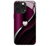 Générique Sparkling Heart Hard Case-Sparkling for iPhone, Curve Double Heart Hard Case for iPhone 17/16/15/14/13 Pro Max, Shockproof Fully Enclosed Tempered Glass (15 Pro Max,Purple)