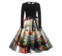 Générique Sparkly Dresses Doux Femme Robe de soirée Manches Longues et col Rond pour Femme, imprimé de Noël Vintage, années 1950, Robe Plage, Bal, soirée (Light Gray, XL)