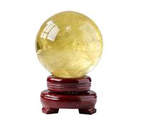 Générique Sphère de Cristal de Citrine Jaune Naturelle avec Support, Sculpture de Table Feng Shui en Cristal, Ornements représentant la Richesse et Le succès,50mm=1.96''