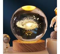 Générique Sphère Lumineuse, Veilleuse en Boule de Cristal du Système Solaire 3D, Sphères Stellaires Apaisantes La Galaxie, Saturne et la Lune, 3D Décorative Veilleuse (Galaxy,8 cm)